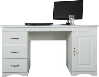 Schreibtisch im Landhausstil, 1 Tür, 3Schubladen, weiß