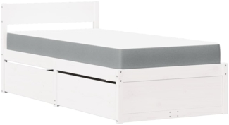 vidaXL Bett mit Schubladen und Matratze Weiß 90x190 cm Massivholz 3281920