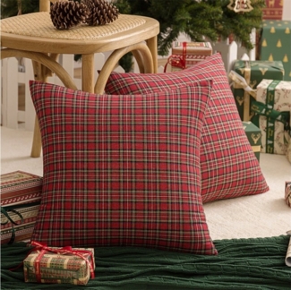 BTTO Kissenbezüge Kissenbezüge weihnachten 45x45 cm,Kariert Plaid Quadratisch Kissenhülle, (2 Stück), für Dekor Schlafzimmer Wohnzimmer Couch Büro,Weihnachten