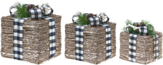 Weihnachtsdekoration 3er Set LED ARRESKOV Weihnachtsgeschenke 20 25 30 cm Braun