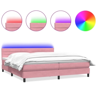vidaXL Boxspringbett mit Matratze Rosa 180x220 cm Samt 3317042