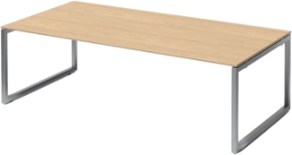 Bisley Cito Konferenztisch 240x120 cm, Tischplatte in Ahorn, O-Gestell in Silber - Besprechungstisch & Meetingtisch, großer Chef Schreibtisch XXL-Tisch Konferenzraum Chefbüro, DOF2412-MP-355