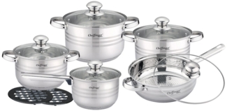 Cheffinger Topf-Set XXL 12-tlg Edelstahl Kochgeschirrset Induktion, (12-tlg)
