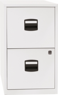 Bisley Home Hängeregistraturschrank mit Schloss aus Stahlblech, 2 Schubladen, einbahnig - Hängeregisterschrank abschließbar, Hängeregistratur für Hängemappen & Hängeordner - Farbe: weiß, PFA2-696