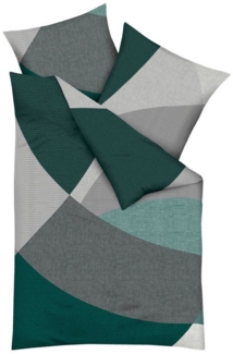JACK Bettwäsche JACK by Kaeppel Vista Smaragd Grün Grau Abstrakt, Biber, 2 teilig, wunderschöne, abstrakte Optik, besonders atmungsaktiv, hautfreundlich