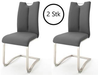 Esszimmerstuhl >Kerrin< (2-er Set) in grau aus Polyurethan - 45x102x58cm (BxHxT)