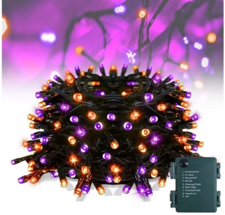 MUPOO LED-Lichterkette Halloween Lichterkette 5/10m,Weihnachtsdeko,Timer, Batteriebetrieben,50/100LEDs,mit 8 Beleuchtungsmodi,für Halloween