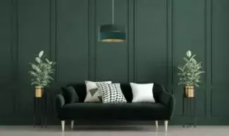 BPS Koncept 0Ex0-004-40 Hängeleuchte TWIST Velourss strukturiert und Satin auf PVC-Basis grün, gold 1xE27 60W H:102 Ø40cm dimmbar