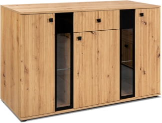 AX LIVING Formilo Sideboard Kommode Artisan Eiche Rillen mit Schublade