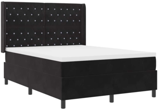 vidaXL LED Boxspringbett mit Matratze Argyle Schwarz 160 x 200 cm Samt 3343822