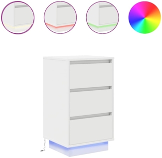 vidaXL Nachttisch mit LED-Leuchten Weiß 38x34x65 cm 861301