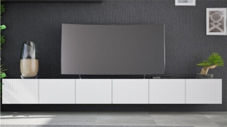 Lomadox Lowboard KEMPTEN-132, in weiß matt, 6-türig, Breite 300 cm, Rillenfront