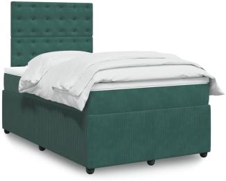 vidaXL Boxspringbett mit Matratze Dunkelgrün 120x190 cm Samt 3292301