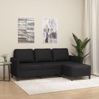 vidaXL 3-Sitzer-Sofa mit Hocker Schwarz 180 cm Kunstleder 3201122