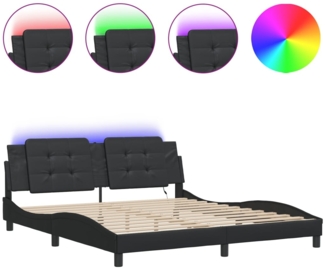 vidaXL Bettgestell mit LED ohne Matratze "Zadar" Schwarz 180x200 cm Kunstleder 3214124