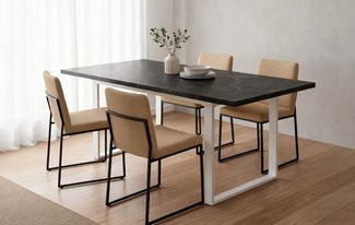 B&D home Esstisch LARS, Metallgestell schwarz oder weiß, ausziehbar 120-160cm, 4-6 Personen