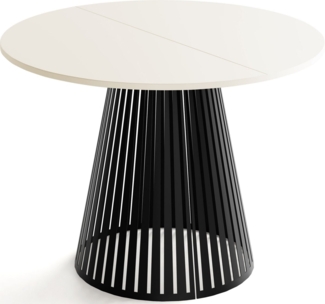 WFL GROUP Esstisch Naro Black (erhältlich in 2 Größen – 100/120 cm, ausziehbar auf 180/200 cm), platzsparender Tisch mit Lamellen für Küche, Esszimmer oder Wohnzimmer