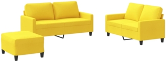 vidaXL 3-tlg. Sofagarnitur mit Kissen Hellgelb Stoff 3201457