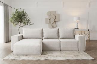 Ecksofa Sofa mit Schlaffunktion ESTELLE in Stoff Poso Creme Ottomane Links