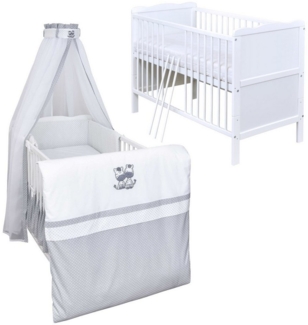 Baby-Delux Komplettbett Babybett Jack Komplettset, 10-tlg, Kinderbett 70x140 cm weiß, Bettset verschiedene Designs