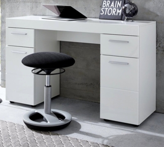trendteam Schreibtisch Amanda (120 x 76 cm), weiß Hochglanz, mit Stauraum
