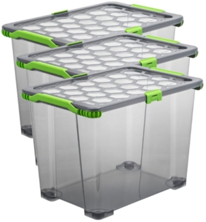 ROTHO Aufbewahrungsbox 3er Set Aufbewahrungsbox mit Deckel 65l EVO Total (Aufbewahrungsset, 3er-Set)