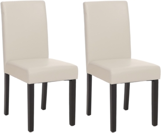 2er-Set Esszimmerstuhl Stuhl Küchenstuhl Littau ~ Kunstleder, weiß, dunkle Beine