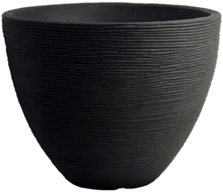 Spetebo Blumentopf Rillen Blumenkübel M rund 39x31 cm anthrazit (Stück, 1 St, Blumenkübel rund), Großer runder Pflanztopf aus Kunststoff