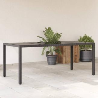 vidaXL Gartentisch mit Glasplatte Schwarz 190x90x75 cm Poly Rattan 365592