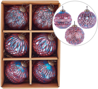 Weihnachtskugel 6er Set ASTRAL Glas Rosa