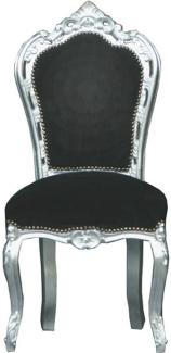 Casa Padrino Barock Esszimmer Stuhl Schwarz / Silber - Möbel