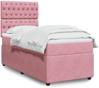 vidaXL Boxspringbett mit Matratze Rosa 90x200 cm Samt 3292249