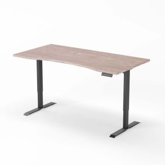 elektrisch höhenverstellbarer Schreibtisch CURVED 180 x 90 cm - Gestell Schwarz, Platte Walnuss