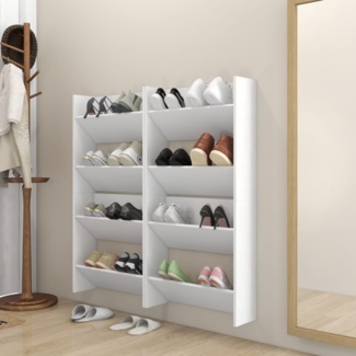 vidaXL Wand-Schuhschränke 4 Stk. Weiß 60x18x60 cm Holzwerkstoff