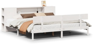 vidaXL Massivholzbett mit Regal ohne Matratze Weiß 180x200 cm Kiefer 3321781