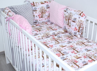 Primawela Bettnestchen Baby Nestchen - 6 Kissen - MINKY und Baumwolle -Umrandung für Babybett
