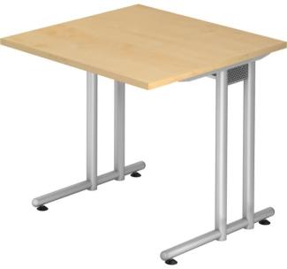 Schreibtisch NS08 C-Fuß 80x80cm Ahorn Gestellfarbe: Silber