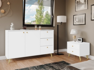 Schlafzimmer-Set Salezto I, im Set: Kommode, Nachttisch (Farbe: Weiß)