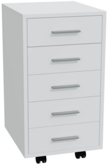 HAGO Toilettenpapierhalter Bürocontainer Büroschrank Aktenschrank Rollschrank 5 Schubladen Alumin