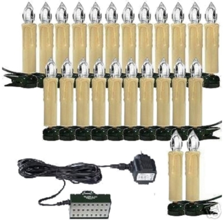 TRANGO LED-Lichterkette, 24-flammig, 340047KW 24x kaltweiß LED Weihnachtskerzen IP44 Außen Stecksystem