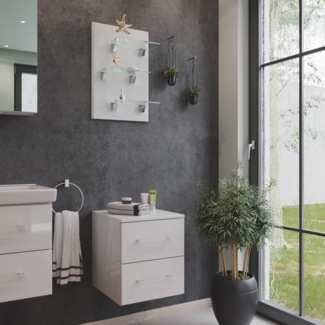 Kombi: Seitenschrank Cube, Regal-Panel 3 Glasböden weiß hochglanz : Weiss hochglanz