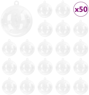 vidaXL Weihnachtskugel-Set 50 pcs Transparent Ø 5 cm Kunststoff 42018885