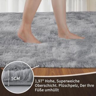 LuxusKollektion Hochflor-Teppich Teppich Hochflor Grau 240x300 Batik Hellgrau 240 x 300 cm Rechteckig