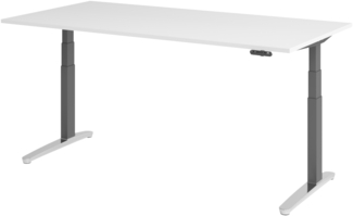 bümö elektrisch höhenverstellbarer Schreibtisch 200x100 cm mit Memory-Steuerung - Design Schreibtisch höhenverstellbar elektrisch, elektrischer Schreibtisch weiß, Gestell graphit/alu, XBHM2E-W-GC