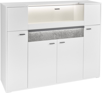set one by Musterring Highboard Deltona, inklusive Beleuchtung, mit Glasklappe und Zierelement, B154 x H122 cm