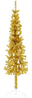 vidaXL Künstlicher Halb-Weihnachtsbaum mit Ständer Schlank Gold 150 cm 344590