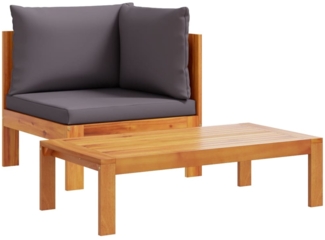 vidaXL 2-tlg. Garten-Sofa-Set mit Kissen Massivholz Akazie 367632
