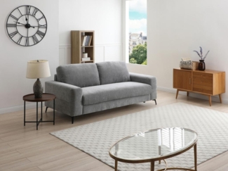 Vente-unique - Sofa 3-Sitzer - Mit Matratze - Stoff - Grau - DUJARDA.