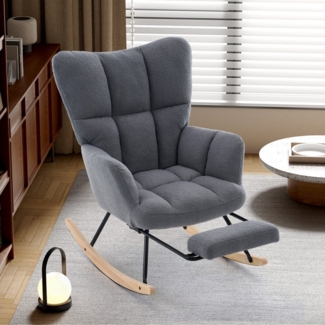 HAUSS SPOLE Schaukelstuhl Relaxsessel Schaukelsessel mit Fußstütze und Bodenschutz,grau