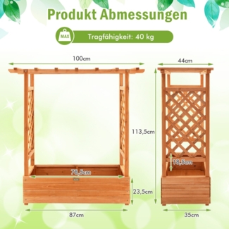 Hochbeet mit Bogenspalier & Hängendem Dach 110 x 44 x 113,5 cm Orange